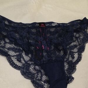 Lace Trim Navy Blue Women's Intimate